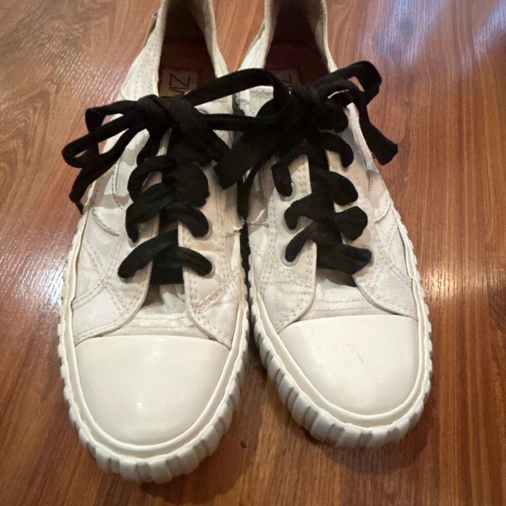 Zimmerman cream ivory beige canvas sneakers black shoelaces 8.5 (39)
